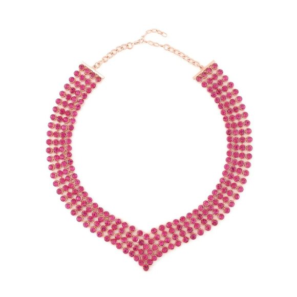 NIB Fuchsia Color Austrian Crystal Earrings and Princess Necklace in Rosetone - Picture 3 of 7